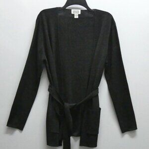 Chico’s Design Charcoal Gray Long Sleeve Tie-Waist Cardigan Sweater Size 0 (Sm)